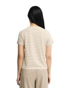 Fabienne ecru-lichtbruin katoenen t-shirt met korte mouwen