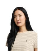 Fabienne ecru-lichtbruin katoenen t-shirt met korte mouwen