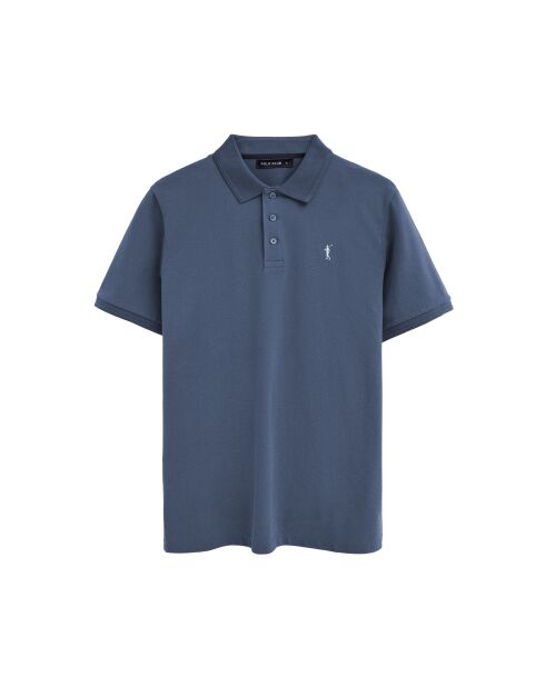 Polo Alexandre in cotone a manica corta blu denim