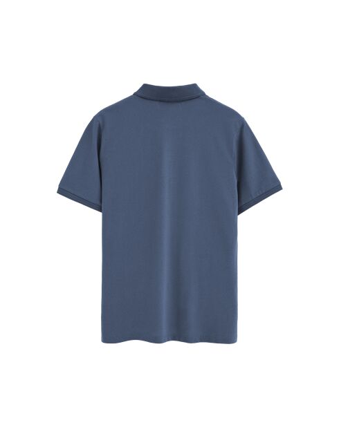 Polo Alexandre in cotone a manica corta blu denim