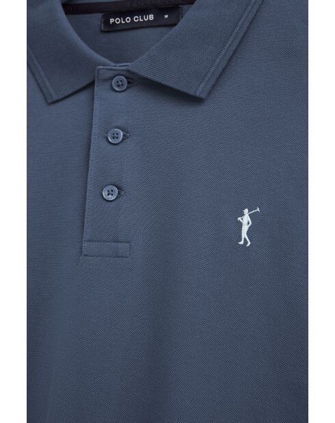Polo Alexandre in cotone a manica corta blu denim