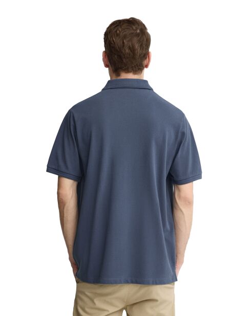 Polo Alexandre in cotone a manica corta blu denim