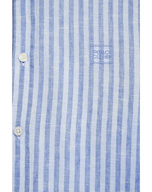 Camicia a maniche lunghe in misto lino blu Serge