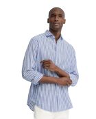 Camicia a maniche lunghe in misto lino blu Serge