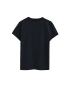 Marineblauw katoenen T-shirt met korte mouwen Florine