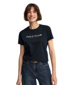 Marineblauw katoenen T-shirt met korte mouwen Florine