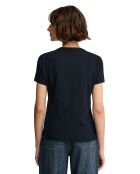 Marineblauw katoenen T-shirt met korte mouwen Florine
