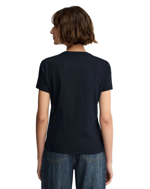 Marineblauw katoenen T-shirt met korte mouwen Florine