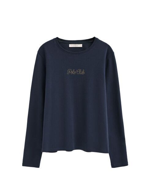 Karine marineblaues Langarmshirt aus Baumwolle