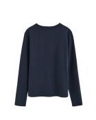 Karine marineblaues Langarmshirt aus Baumwolle