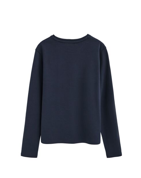 Karine marineblaues Langarmshirt aus Baumwolle