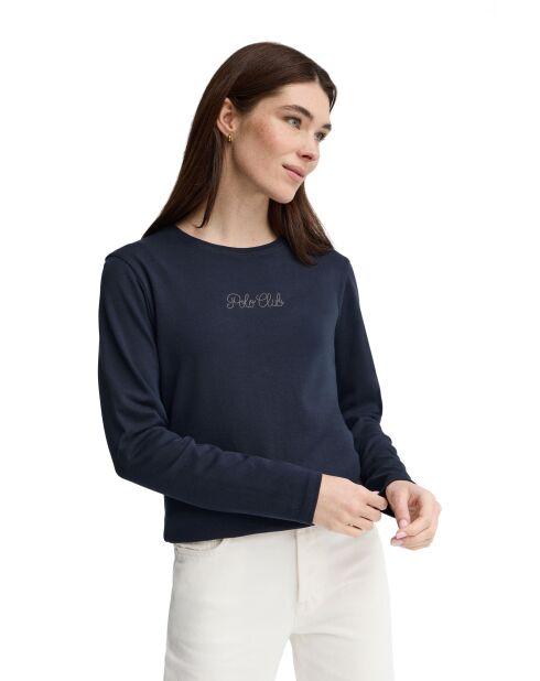 Karine marineblaues Langarmshirt aus Baumwolle