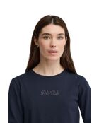 Karine marineblaues Langarmshirt aus Baumwolle