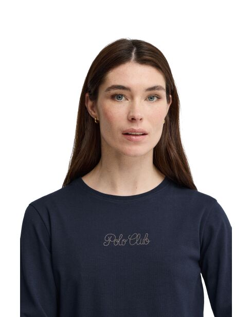 Karine marineblaues Langarmshirt aus Baumwolle