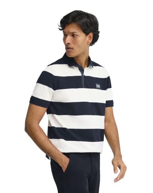 Polo Jérôme in cotone a manica corta navy-ecru