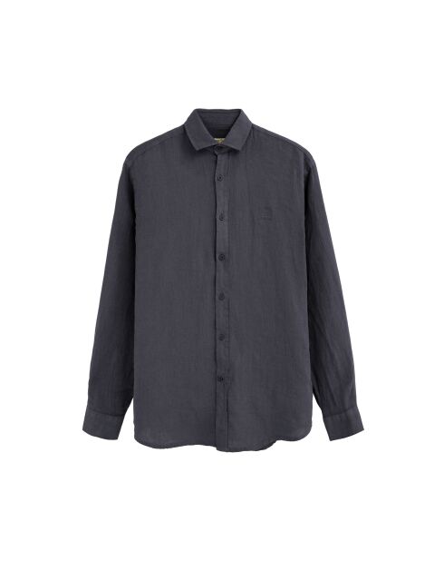 Camicia Melvin in lino a manica lunga blu