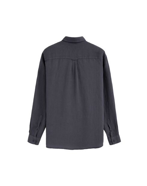Camicia Melvin in lino a manica lunga blu