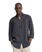 Camicia Melvin in lino a manica lunga blu