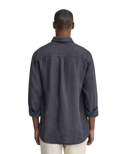Camicia Melvin in lino a manica lunga blu