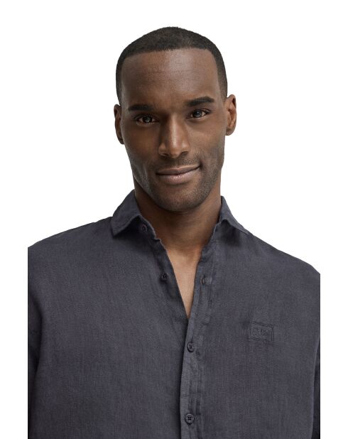 Camicia Melvin in lino a manica lunga blu