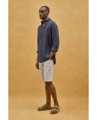 Camicia Melvin in lino a manica lunga blu