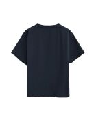 Marineblauw katoenen T-shirt met korte mouwen Irene