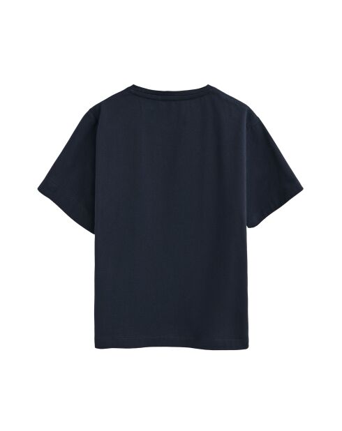 Marineblauw katoenen T-shirt met korte mouwen Irene
