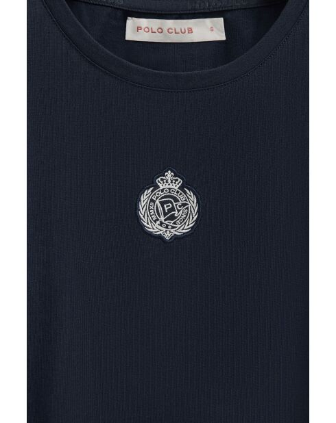 Marineblauw katoenen T-shirt met korte mouwen Irene