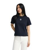 Marineblauw katoenen T-shirt met korte mouwen Irene