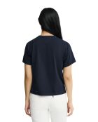 Marineblauw katoenen T-shirt met korte mouwen Irene