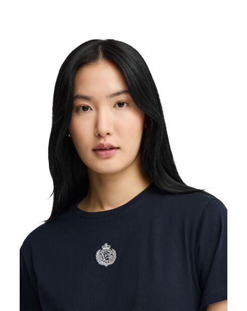 Marineblauw katoenen T-shirt met korte mouwen Irene