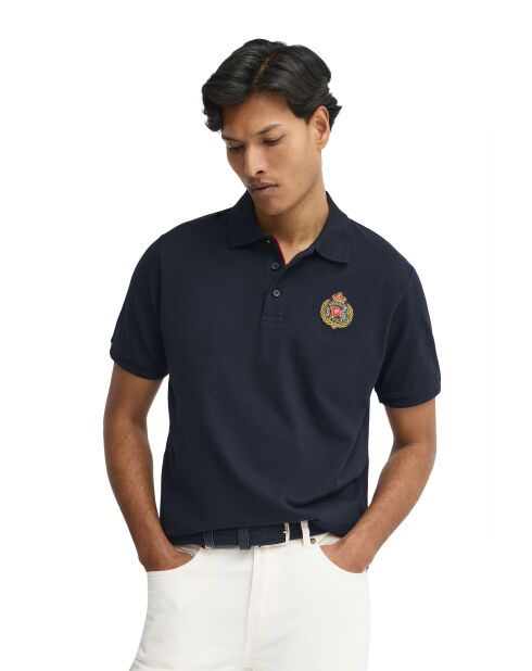 Marineblauwe katoenen polo met korte mouwen van Gérard