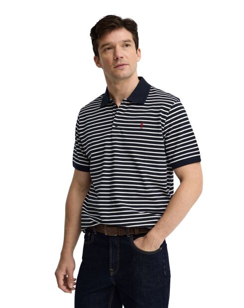 Polo Cyril in cotone a manica corta navy-ecru