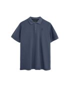 Denis Denis kurzärmliges Baumwollpolo in Jeansblau