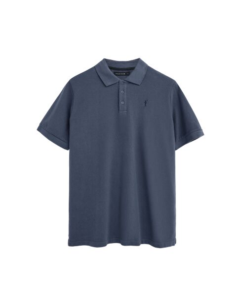 Denis Denis kurzärmliges Baumwollpolo in Jeansblau