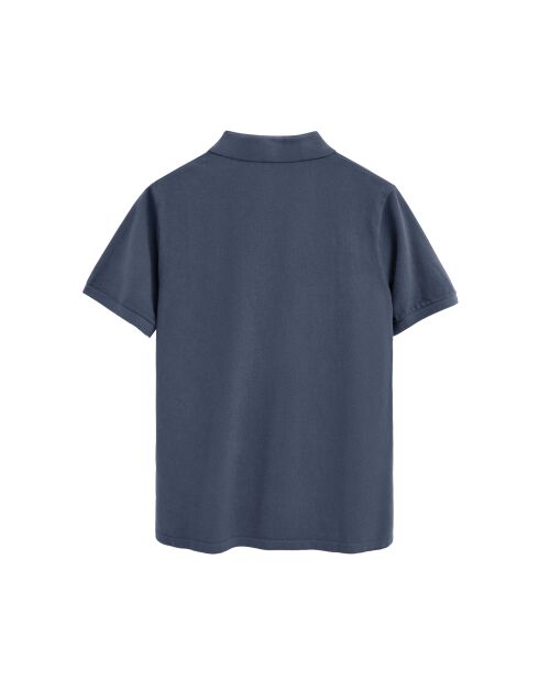 Denis Denis kurzärmliges Baumwollpolo in Jeansblau