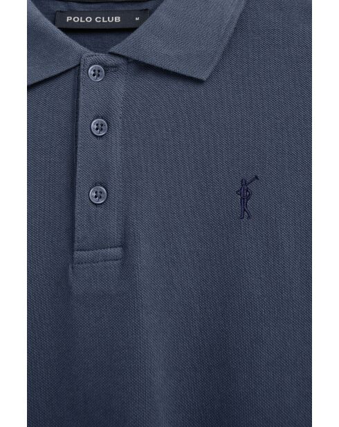 Denis Denis kurzärmliges Baumwollpolo in Jeansblau