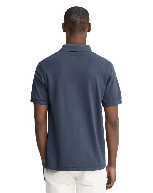 Denis Denis kurzärmliges Baumwollpolo in Jeansblau