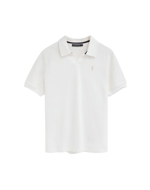 Witte katoenen polo met korte mouwen voor heren