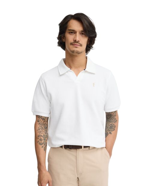 Witte katoenen polo met korte mouwen voor heren
