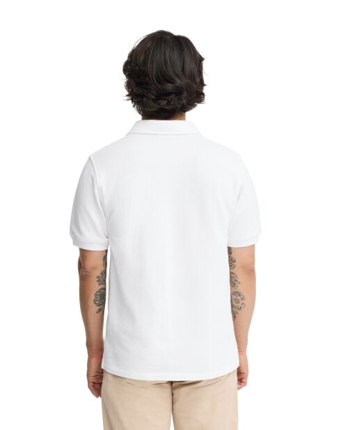 Witte katoenen polo met korte mouwen voor heren