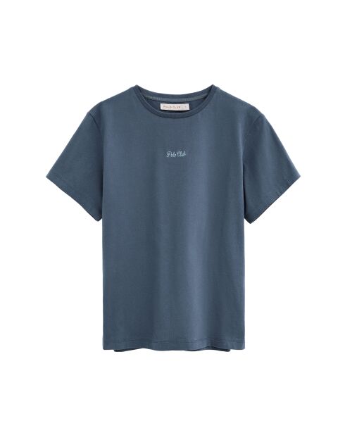 Mathilde jeansblauw katoenen t-shirt met korte mouwen