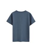 Mathilde jeansblauw katoenen t-shirt met korte mouwen
