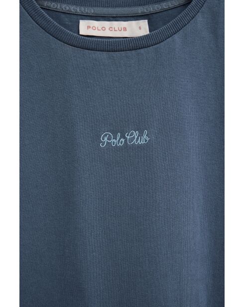 Mathilde jeansblauw katoenen t-shirt met korte mouwen