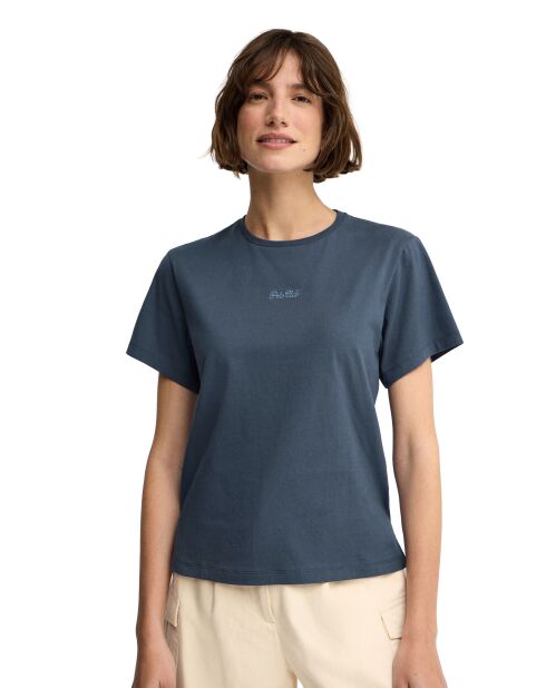Mathilde jeansblauw katoenen t-shirt met korte mouwen