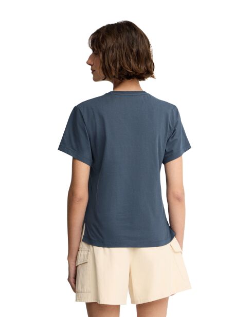 Mathilde jeansblauw katoenen t-shirt met korte mouwen