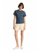 Mathilde jeansblauw katoenen t-shirt met korte mouwen