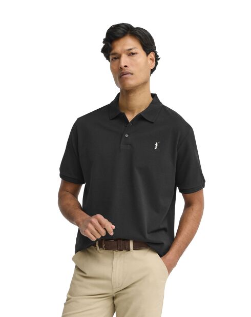 Polo a manica corta Alain in cotone nero