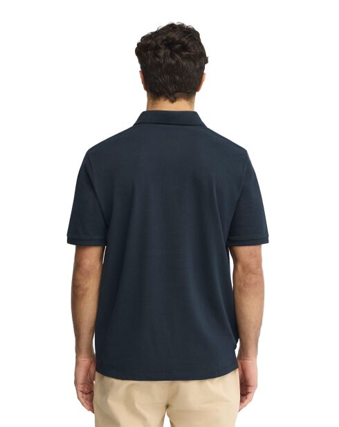 Marineblauwe polo van katoen met korte mouwen Albert