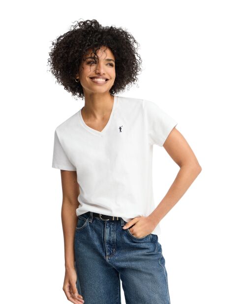 Elsa weißes Kurzarm-T-Shirt aus Baumwolle